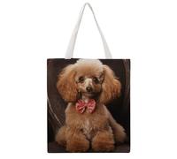 JTKBNVM Poodle Canvas Tote Bag with Handles Reversible Reusable Grocery Bags Foldable Carry on Tote Purse Casual Everyday Shoulder Handbag for Shopping Work Beach Market