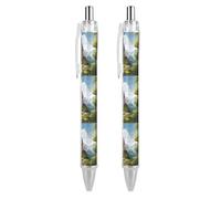 JTKBNVM Professional Retractable Black Gel Ink Pens 0.5mm Extra Fine Point Fairy Tale Castle Rollerball Pens with Quick-Dry Smudge-Free Ink Pocket Clip for Smooth Writing Journaling Note-Taking