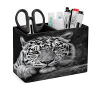 JTKBNVM PU Leather Desk Black Tiger Pen Holder Scratchproof