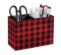 JTKBNVM PU Leather Desk Buffalo Plaid Pen Holder Scratchproof