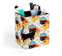JTKBNVM PU Leather Desk Kitten Cat Pizza Pen Holder Compact Scratchproof