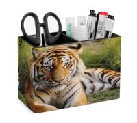 JTKBNVM PU Leather Desk Tiger Grass Pen Holder Scratchproof