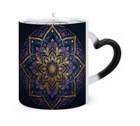 JTKBNVM Purple Mandala Art Color Changing Coffee Mug 11oz Magic Ceramic Cup with Heat Sensitive Design Novelty Black to White Transformation Mug for Halloween Christmas Gifts Women Men