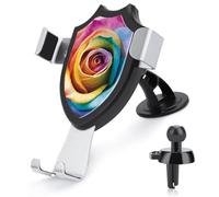 JTKBNVM Rainbow Rose Flower Car Phone Mount 3-in-1 Universal Air Vent/Dashboard/Windshield Holder with 360° Rotatable Cell Phone Stand Head Quick One Touch Release for 4.0-6.0 Inch Smartphones