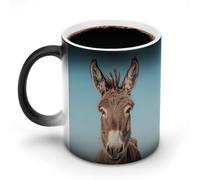 JTKBNVM Real Donkey Color Changing Coffee Mug 11oz Magic Ceramic Cup with Heat Sensitive Design Novelty Black to White Transformation Mug for Halloween Christmas Gifts Women Men