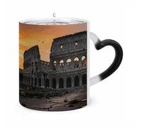 JTKBNVM Roman Colosseum Color Changing Coffee Mug 11oz Magic Ceramic Cup with Heat Sensitive Design Novelty Black to White Transformation Mug for Halloween Christmas Gifts Women Men