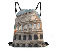 JTKBNVM Roman Colosseum Italian Flag Drawstring Backpack 420D Oxford Waterproof Sport Gym Bag Cinch Sack for Basketball Yoga Beach