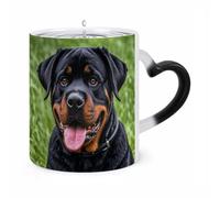 JTKBNVM Rottweiler Wallpaper Color Changing Coffee Mug 11oz Magic Ceramic Cup with Heat Sensitive Design Novelty Black to White Transformation Mug for Halloween Christmas Gifts Women Men