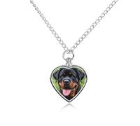 JTKBNVM Rottweiler Wallpaper Pet Cremation Jewelry for Ashes Waterproof Urn Necklace with Filling Kit Heart Pendant Ash Necklace Memorial Keepsake Jewelry Custom Sympathy Gift for Dog Cat Human Ashes