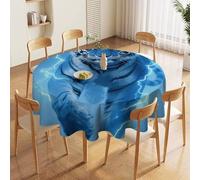 JTKBNVM Round Tablecloth 60 Inch | Stain Wrinkle Resistant Blue Lightning Tiger Table Cloth for Dining Kitchen Tables Washable Table Cover for Wedding Party Banquet Decoration