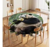 JTKBNVM Round Tablecloth 60 Inch | Stain Wrinkle Resistant Giant Panda Table Cloth for Dining Kitchen Tables Washable Table Cover for Wedding Party Banquet Decoration