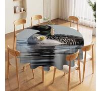 JTKBNVM Round Tablecloth 60 Inch | Stain Wrinkle Resistant Loon Nature Bird Table Cloth for Dining Kitchen Tables Washable Table Cover for Wedding Party Banquet Decoration