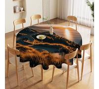 JTKBNVM Round Tablecloth 60 Inch | Stain Wrinkle Resistant Shining Overlook Table Cloth for Dining Kitchen Tables Washable Table Cover for Wedding Party Banquet Decoration