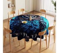 JTKBNVM Round Tablecloth 70 Inch | Stain Wrinkle Resistant Blue Owl Table Cloth for Dining Kitchen Tables Washable Table Cover for Wedding Party Banquet Decoration