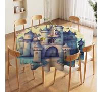 JTKBNVM Round Tablecloth 70 Inch | Stain Wrinkle Resistant Fairytale Castle Table Cloth for Dining Kitchen Tables Washable Table Cover for Wedding Party Banquet Decoration