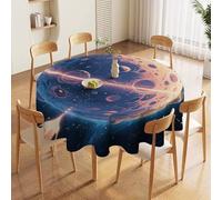 JTKBNVM Round Tablecloth 70 Inch | Stain Wrinkle Resistant Mysterious Planet Table Cloth for Dining Kitchen Tables Washable Table Cover for Wedding Party Banquet Decoration