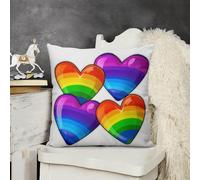 JTKBNVM Short Plush Throw Pillow Covers 12x12 Soft Decorative Cushion Cases with Double-Sided Rainbow Gay Pride Hearts Print Invisible Zipper for Sofa Couch Chair Bedroom Living Room Car Decor