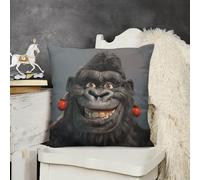 JTKBNVM Short Plush Throw Pillow Covers 12x12 Soft Decorative Cushion Cases with Double-Sided Smiling Gorilla Print Invisible Zipper for Sofa Couch Chair Bedroom Living Room Car Decor