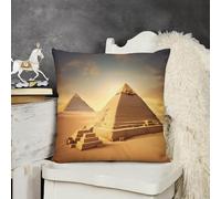 JTKBNVM Short Plush Throw Pillow Covers 18x18 Soft Decorative Cushion Cases with Double-Sided Egyptian Pyramid in Desert Print Invisible Zipper for Sofa Couch Chair Bedroom Living Room Car Decor