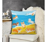 JTKBNVM Short Plush Throw Pillow Covers 24x24 Soft Decorative Cushion Cases with Double-Sided Cute Dogs Print Invisible Zipper for Sofa Couch Chair Bedroom Living Room Car Decor