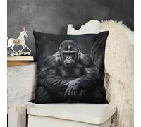 JTKBNVM Short Plush Throw Pillow Covers 24x24 Soft Decorative Cushion Cases with Double-Sided Gorilla on The Ground Print Invisible Zipper for Sofa Couch Chair Bedroom Living Room Car Decor