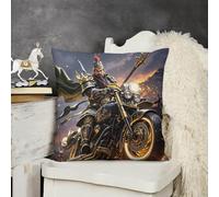 JTKBNVM Short Plush Throw Pillow Covers 24x24 Soft Decorative Cushion Cases with Double-Sided Guan Yu Rides A Motorcycle Print Invisible Zipper for Sofa Couch Chair Bedroom Living Room Car Decor