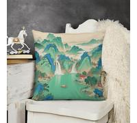 JTKBNVM Short Plush Throw Pillow Covers 24x24 Soft Decorative Cushion Cases with Double-Sided Landscape Painting Print Invisible Zipper for Sofa Couch Chair Bedroom Living Room Car Decor
