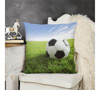 JTKBNVM Short Plush Throw Pillow Covers 24x24 Soft Decorative Cushion Cases with Double-Sided Soccer Ball On Grassy Print Invisible Zipper for Sofa Couch Chair Bedroom Living Room Car Decor