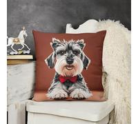 JTKBNVM Short Plush Throw Pillow Covers 26x26 Soft Decorative Cushion Cases with Double-Sided Oil Cute Schnauzer Dogs Print Invisible Zipper for Sofa Couch Chair Bedroom Living Room Car Decor