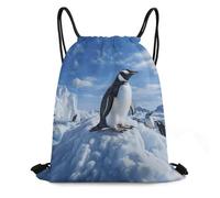 JTKBNVM Snow Mountain Penguin Drawstring Backpack 420D Oxford Waterproof Sport Gym Bag Cinch Sack for Basketball Yoga Beach