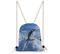 JTKBNVM Snow Mountain Penguin Drawstring Backpack Lightweight Sackpack Sport Gym Bag Cinch Sack for Basketball Yoga Beach