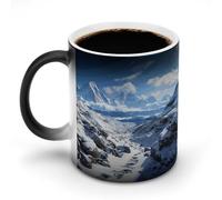 JTKBNVM Spectacular Snowy Mountains Color Changing Coffee Mug 11oz Magic Ceramic Cup with Heat Sensitive Design Novelty Black to White Transformation Mug for Halloween Christmas Gifts Women Men
