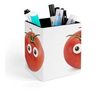 JTKBNVM Square Leather Pencil Holder I Love You from My Head Tomatoes Pen Holder Soft Minimalist Desk Pen Cup Stand Waterproof Multifunctional Office Supplies for Home Office