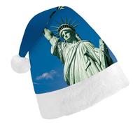 JTKBNVM Statue of Liberty Santa Hat Christmas Hats with Comfort Lining & Plush Brim Xmas Hat Cap for Holiday Festive Party Favors