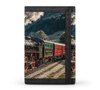 JTKBNVM Steam Locomotive Train Trifold Wallet Trifold Wallets for Men Women Slim Wallet Mens Wallet Trifold Front Pocket Wallet | Versatile Wallets with 8 Credit Card Holder, style, One Size