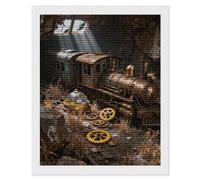 JTKBNVM Steampunk Train Wreck 5D Diamond Painting Kits for Adults Beginners Diamond Art Kit DIY Round Full Drill Diamonds Dots Paintings Gem Art Kits and DIY Crafts for Home Wall Decor 16"x20"