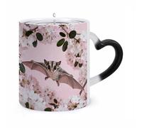 JTKBNVM Sugar Glider over Cherry Blossoms Color Changing Coffee Mug 11oz Magic Ceramic Cup with Heat Sensitive Design Novelty Black to White Transformation Mug for Halloween Christmas Gifts Women Men