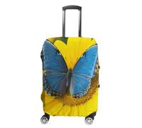 JTKBNVM Sunflower Blue Butterfly Luggage Covers Tsa Approved Suitcase Cover Elastic Washable Luggage Sleeve Carry on Cover Protector Anti-Scratch Suitcase Protector Fits 19-30 Inch Case, white, M