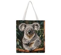 JTKBNVM The Lovely Koala Canvas Tote Bag with Handles Reversible Reusable Grocery Bags Foldable Carry on Tote Purse Casual Everyday Shoulder Handbag for Shopping Work Beach Market