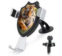JTKBNVM Tiger Lying on The Grass Car Phone Mount 3-in-1 Universal Air Vent/Dashboard/Windshield Holder with 360° Rotatable Cell Phone Stand Head Quick One Touch Release for 4.0-6.0 Inch Smartphones