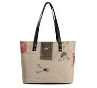 JTKBNVM Travel Old Fashioned Mail Tote Bags for Women with Zipper, Leather Tote Purse Handbags, Casual Totes for Work Beach Shopping