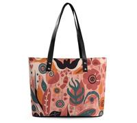 JTKBNVM Travel Plant Elements Pattern Tote Bags for Women with Zipper, Leather Tote Purse Handbags, Casual Totes for Work Beach Shopping