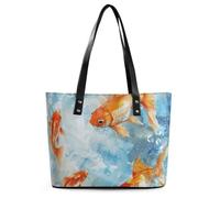 JTKBNVM Travel Swim in Water Tote Bags for Women with Zipper, Leather Tote Purse Handbags, Casual Totes for Work Beach Shopping