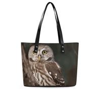 JTKBNVM Travel Wildlife Animal Owl Tote Bags for Women with Zipper, Leather Tote Purse Handbags, Casual Totes for Work Beach Shopping