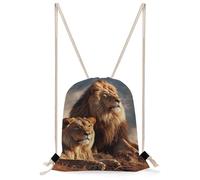 JTKBNVM Two Lions Drawstring Backpack Lightweight Sackpack Sport Gym Bag Cinch Sack for Basketball Yoga Beach