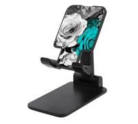 JTKBNVM Universal Cell Phone Stand for Desk Adjustable Mobile Black Gray Rose Flowers Phone Holder Mount Cradle Dock Compatible with 4.0-8.0 Inch Smartphones Portable Office Desktop Accessories Decor
