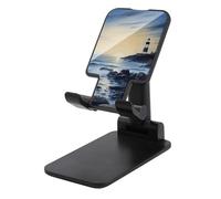 JTKBNVM Universal Cell Phone Stand for Desk Adjustable Mobile The Seaside Lighthouse Phone Holder Mount Cradle Dock Compatible with 4.0-8.0 Inch Smartphones Portable Office Desktop Accessories Decor