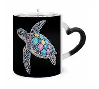 JTKBNVM Watercolor Sea Turtle Color Changing Coffee Mug 11oz Magic Ceramic Cup with Heat Sensitive Design Novelty Black to White Transformation Mug for Halloween Christmas Gifts Women Men