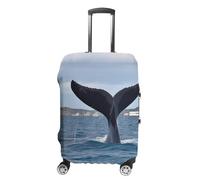 JTKBNVM Whale Tail Luggage Covers Tsa Approved Suitcase Cover Elastic Washable Luggage Sleeve Carry on Cover Protector Anti-Scratch Suitcase Protector Fits 19-30 Inch Case, white, L