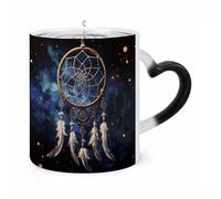 JTKBNVM White Fantasy Dream Catcher Color Changing Coffee Mug 11oz Magic Ceramic Cup with Heat Sensitive Design Novelty Black to White Transformation Mug for Halloween Christmas Gifts Women Men